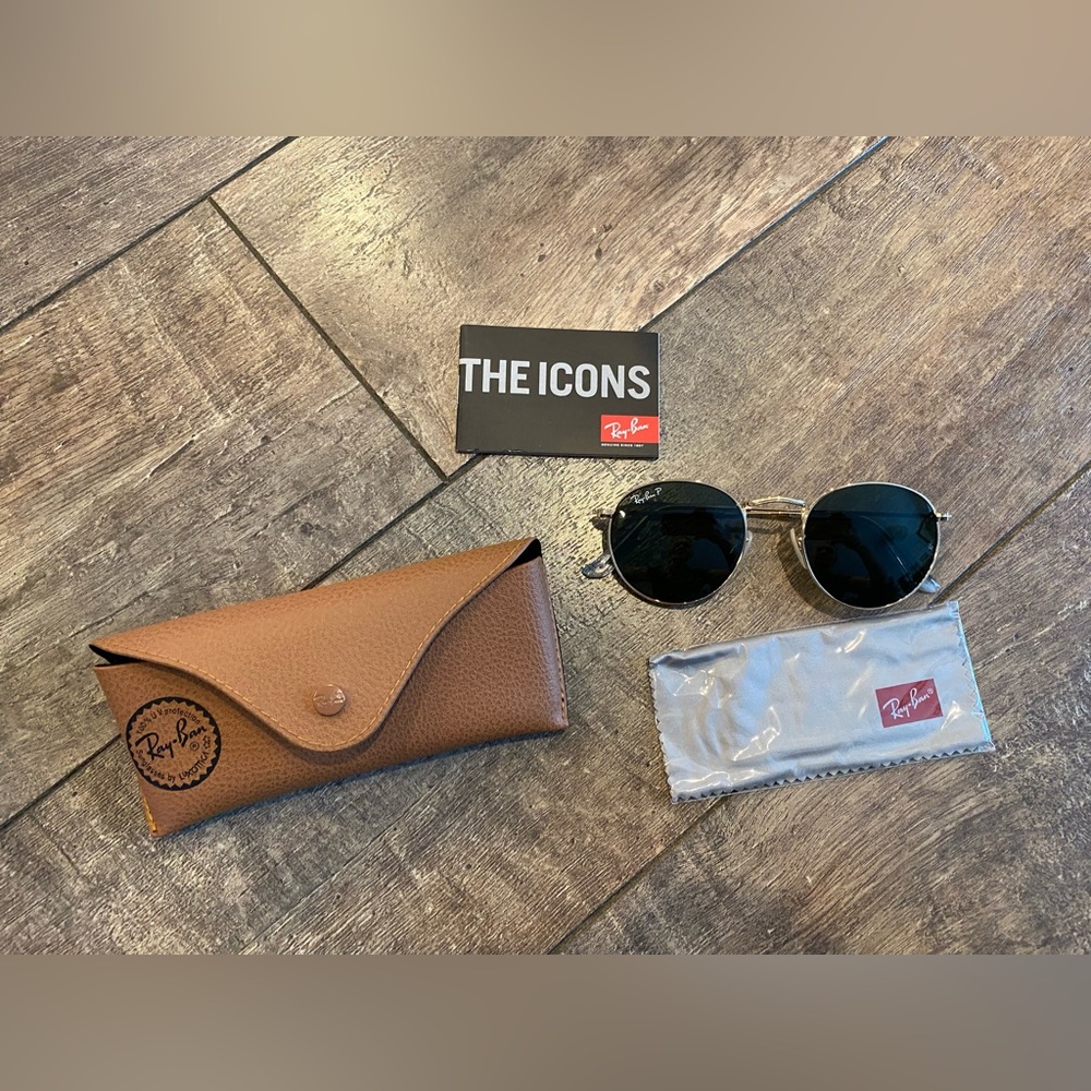 NWT Ray-Ban Retro Round Gold Metal Sunglasses Polarized RB3447